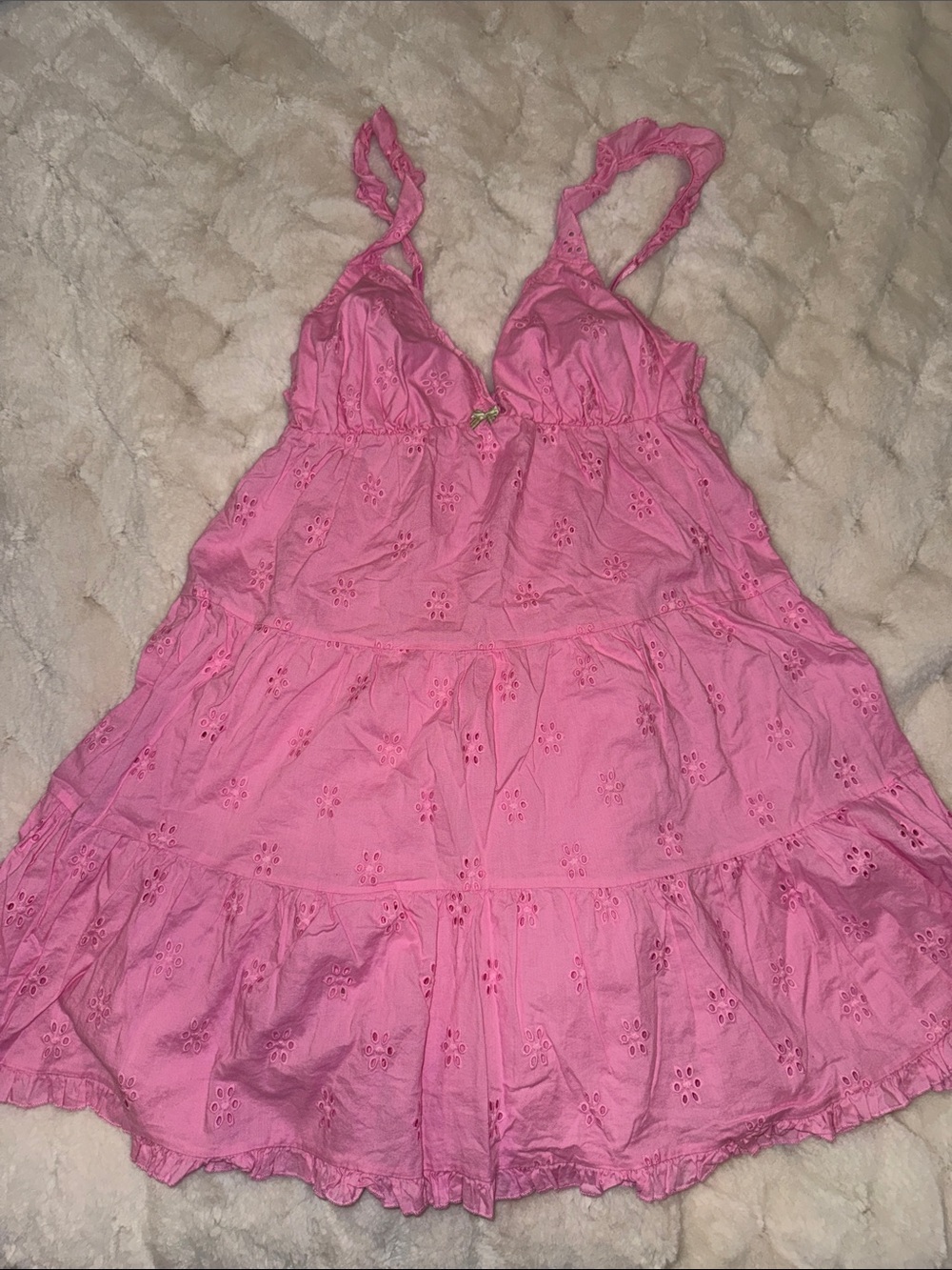 Victoria's Secret Pink Eyelet Cotton Mini Dress